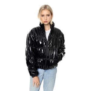 patent leather bubble coat